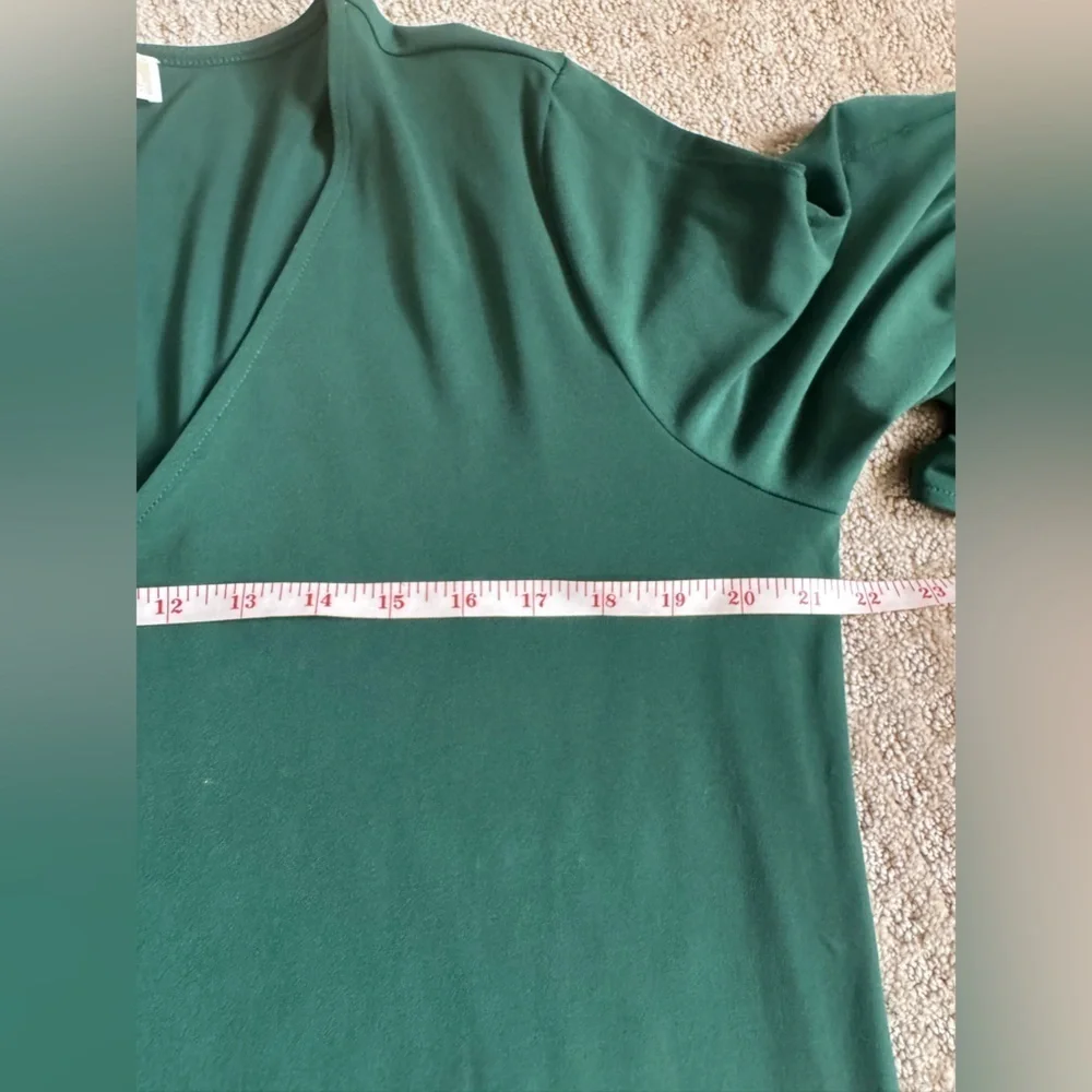 Michael Kors Green V-Neck Dress 3/4 Sleeve Gold Detail Women’s Size XL